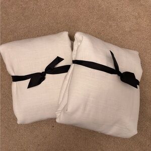 Pottery Barn Emery White Linen Blackout Curtains - Set of 2 Panels